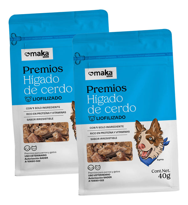 Premios de hígado de cerdo liofilizado